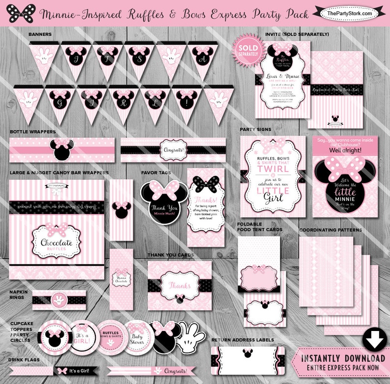 Minnie Mouse Baby Shower Decorations Printable | Etsy
