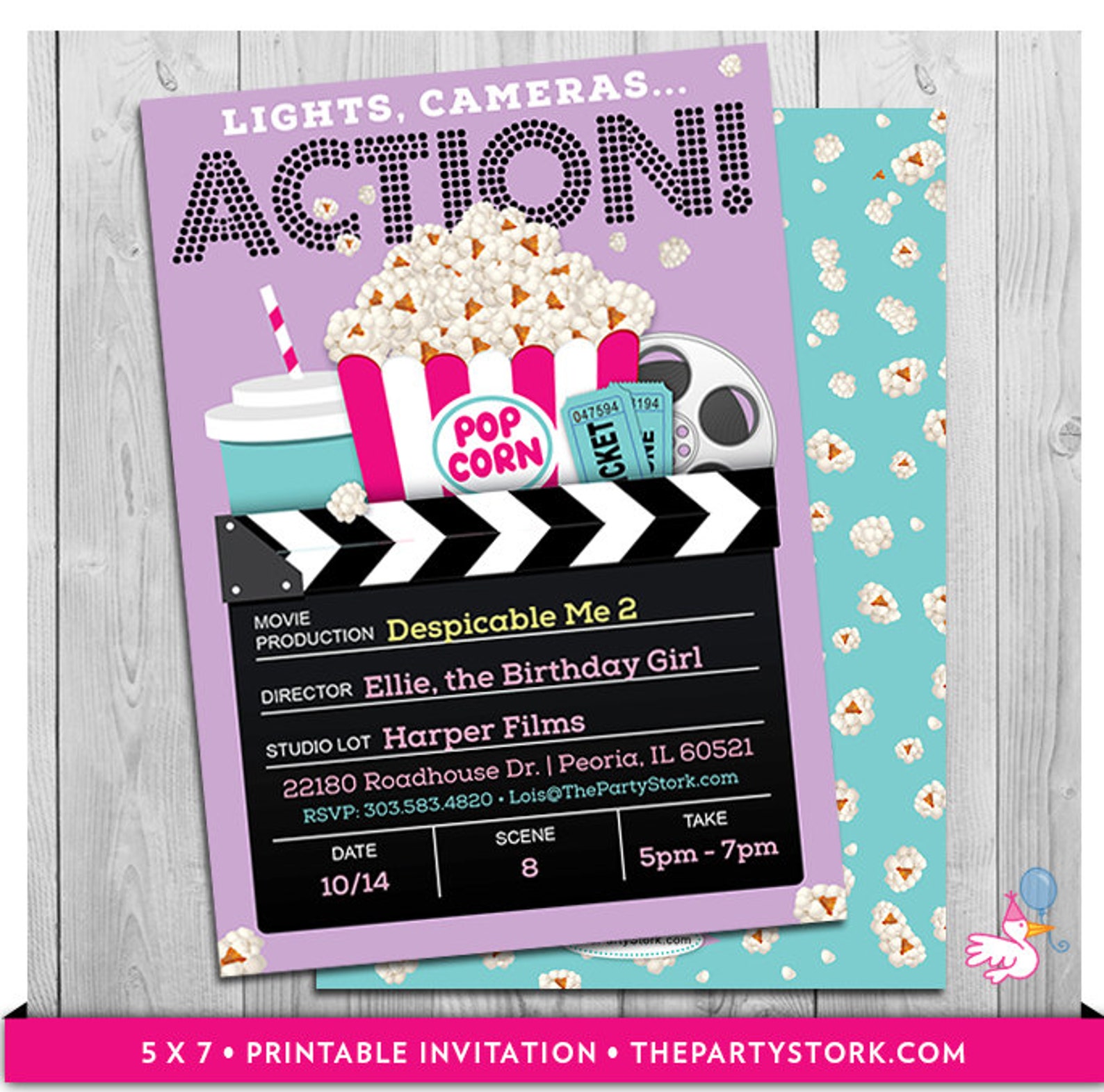 Movie Party Invitations Printable Girls Movie Invite Movie - Etsy