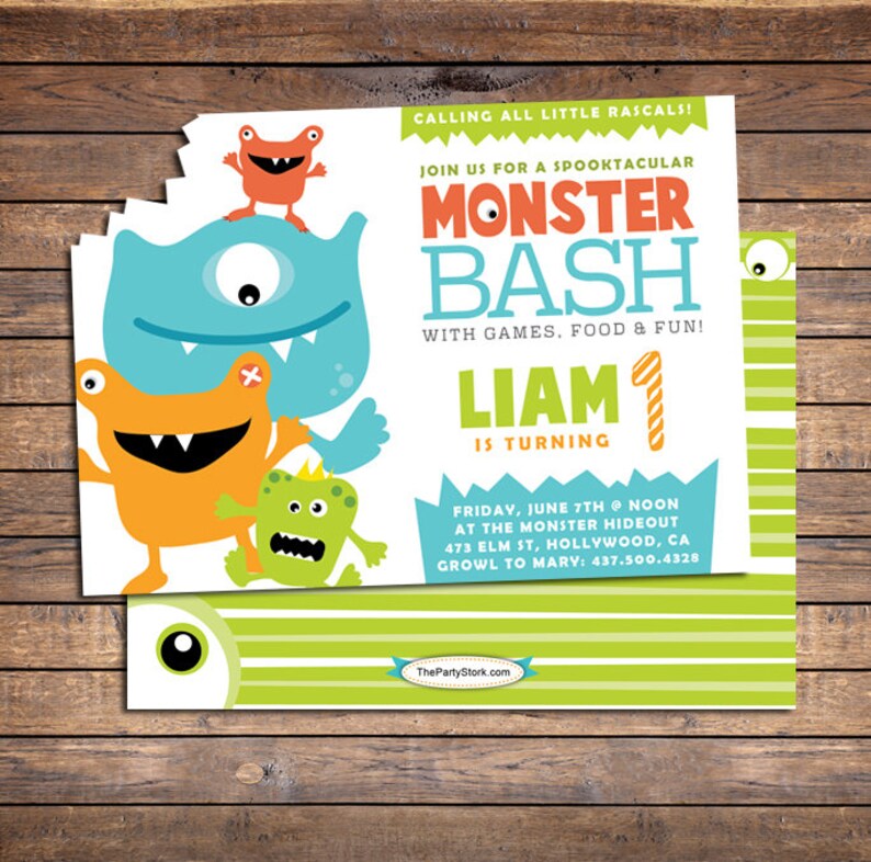 Invitations Monstre Monster First Birthday Invitation Etsy