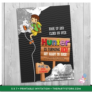 Rock Climbing Invitation, Rock Climbing Birthday Party Invitations, Printable