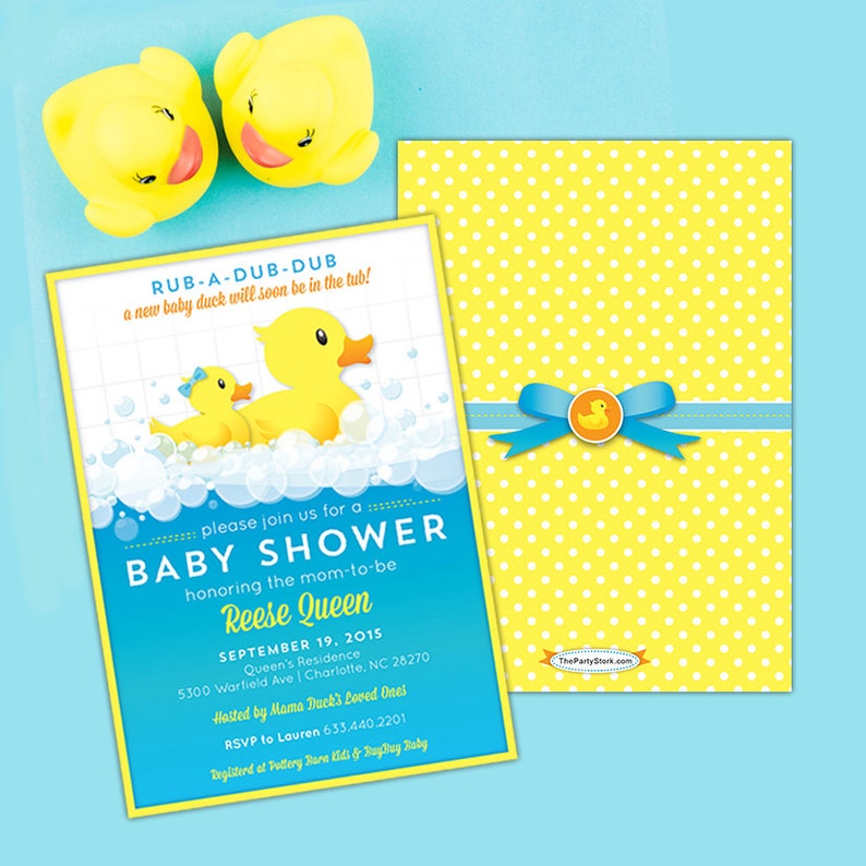 Rubber Ducky Baby Shower Invitations Printable Invitation Etsy