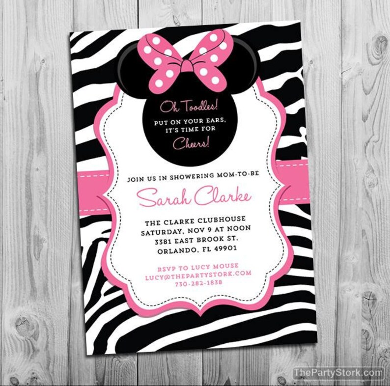 Minnie Mouse Little one Shower Invitation, printable little one shower invite, red black, zebra print, bow, youngster shower deal readily available photograph regarding Etsy Baby Shower Invitations Printable referred to as Minnie Mouse Child Shower Invitation, printable boy or girl shower invite, purple black, zebra print, bow, child shower bundle accessible