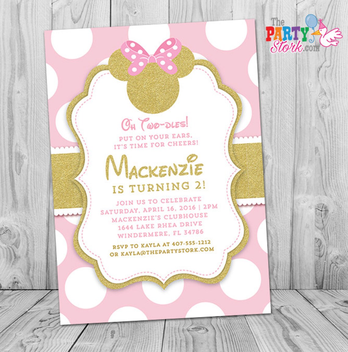 Minnie Mouse Invitation Pink and Gold Minnie Mouse 1st Etsy