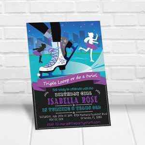 Ice Skating Party Invitation, Ice Skating Invitation, Ice Skate Party Invitations, Ice Skating Birthday Invitation Girls, Printable Invite
