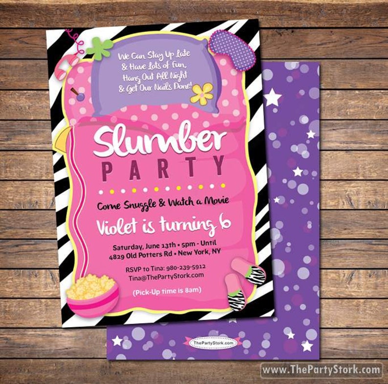 Slumber Party Invitation, Sleepover Invitation, Sleepover Party Invitation, Pajama Party Invitation, Girls Sleepover Birthday Invitation image 1