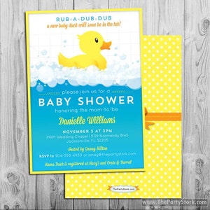 Rubber Duck Baby Shower Invitation Printable, Rubber Ducky Baby Shower Invitations, Rubber Ducky Invitations, Baby Shower Rubber Ducky Theme