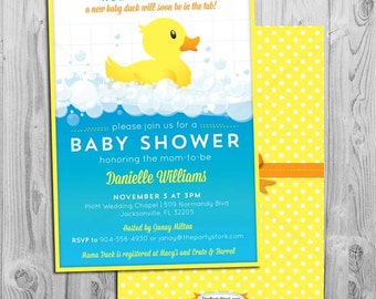 Rubber Duck Baby Shower Invitation Printable, Rubber Ducky Baby Shower Invitations, Rubber Ducky Invitations, Baby Shower Rubber Ducky Theme