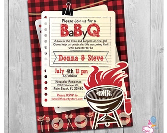 BBQ Baby Shower Invitation , Baby Q Invitations Printable, Barbeque Baby Shower Invitation, DIY Digital
