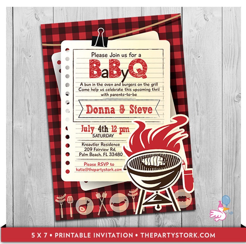 BBQ Baby Shower Invitation Baby Q Invitations Printable - Etsy