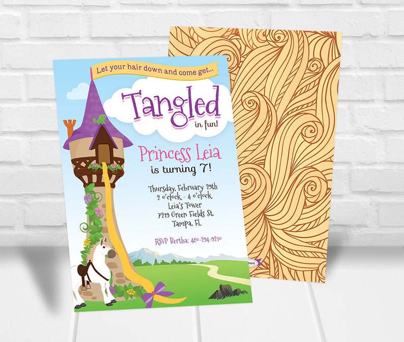 Tangled Birthday Invitation, Tangled Invitation, Rapunzel Invitation, Tangled Birthday Party Invitation, Rapunzel Birthday Invitations, DIY image 3