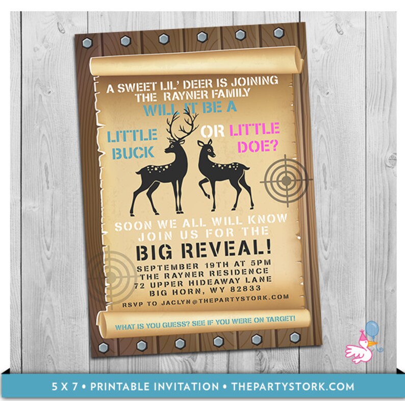 Buck or Doe Gender Reveal Invitation Deer Gender Reveal Etsy