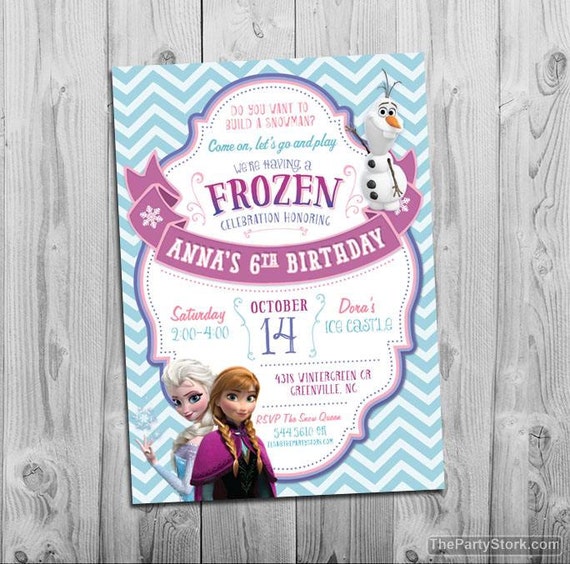 Frozen Invite, Printable, Frozen Party Invite, Girl Birthday Invitation ...