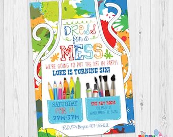 Boys Art Party Invitation Printable / Boy or Girl Paint Party Invite