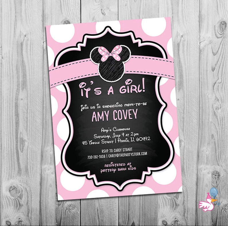 Minnie Mouse Baby Shower Invitation Printable Baby Shower Etsy