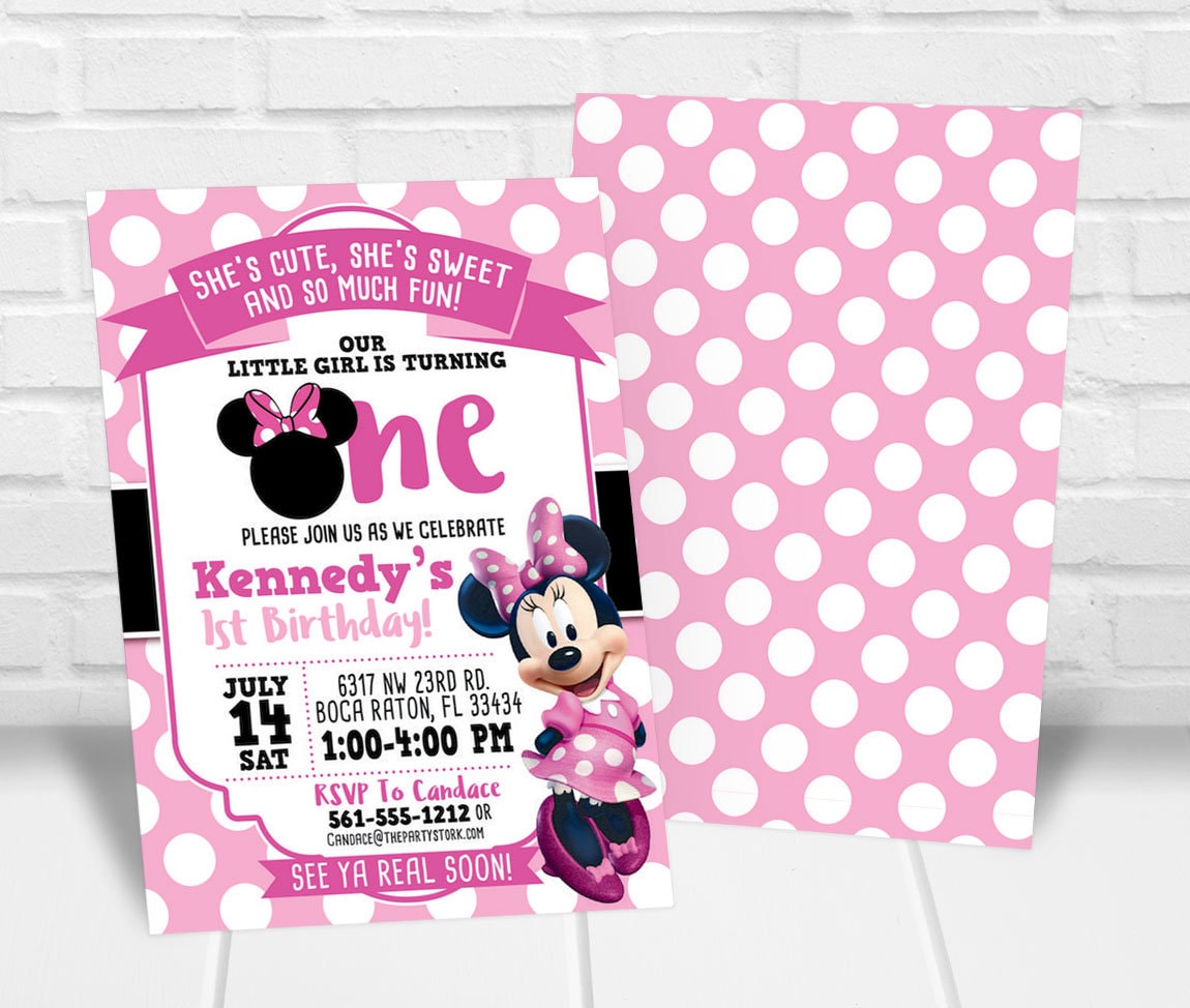 MINNIE MOUSE INVITATIONS PACK OF 8 BIRTHDAY PARTY SUPPLIES INVITES 