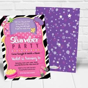 Slumber Party Invitation, Sleepover Invitation, Sleepover Party Invitation, Pajama Party Invitation, Girls Sleepover Birthday Invitation image 3