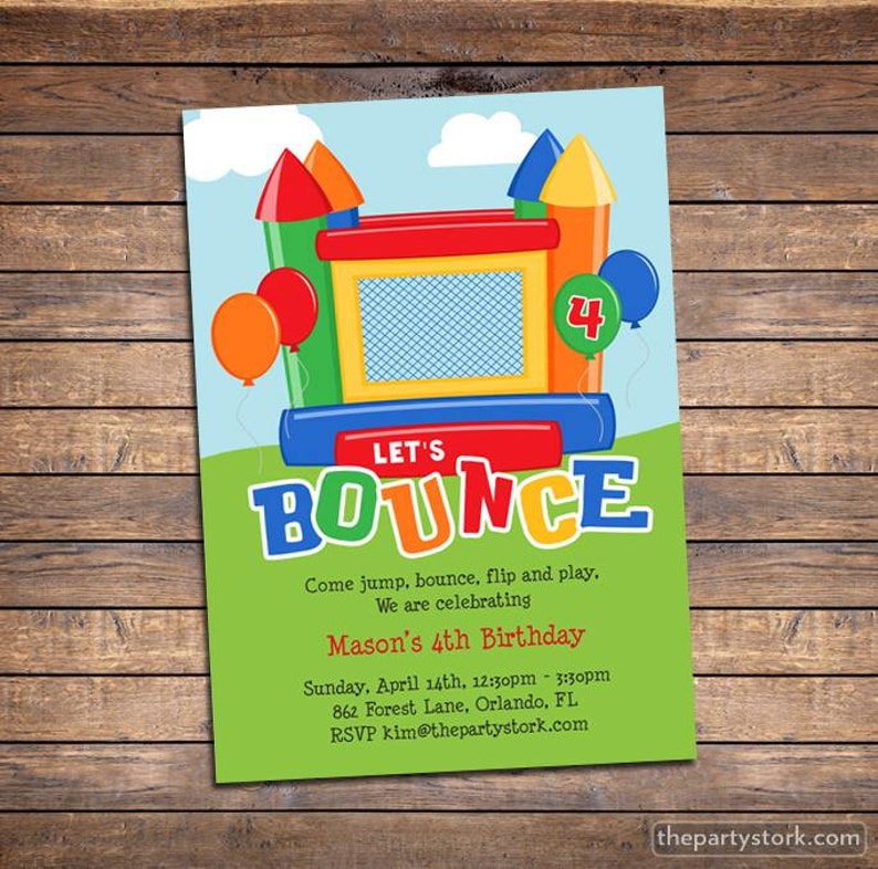 Bounce House Invitation Printable Kids Birthday Party Invites Etsy