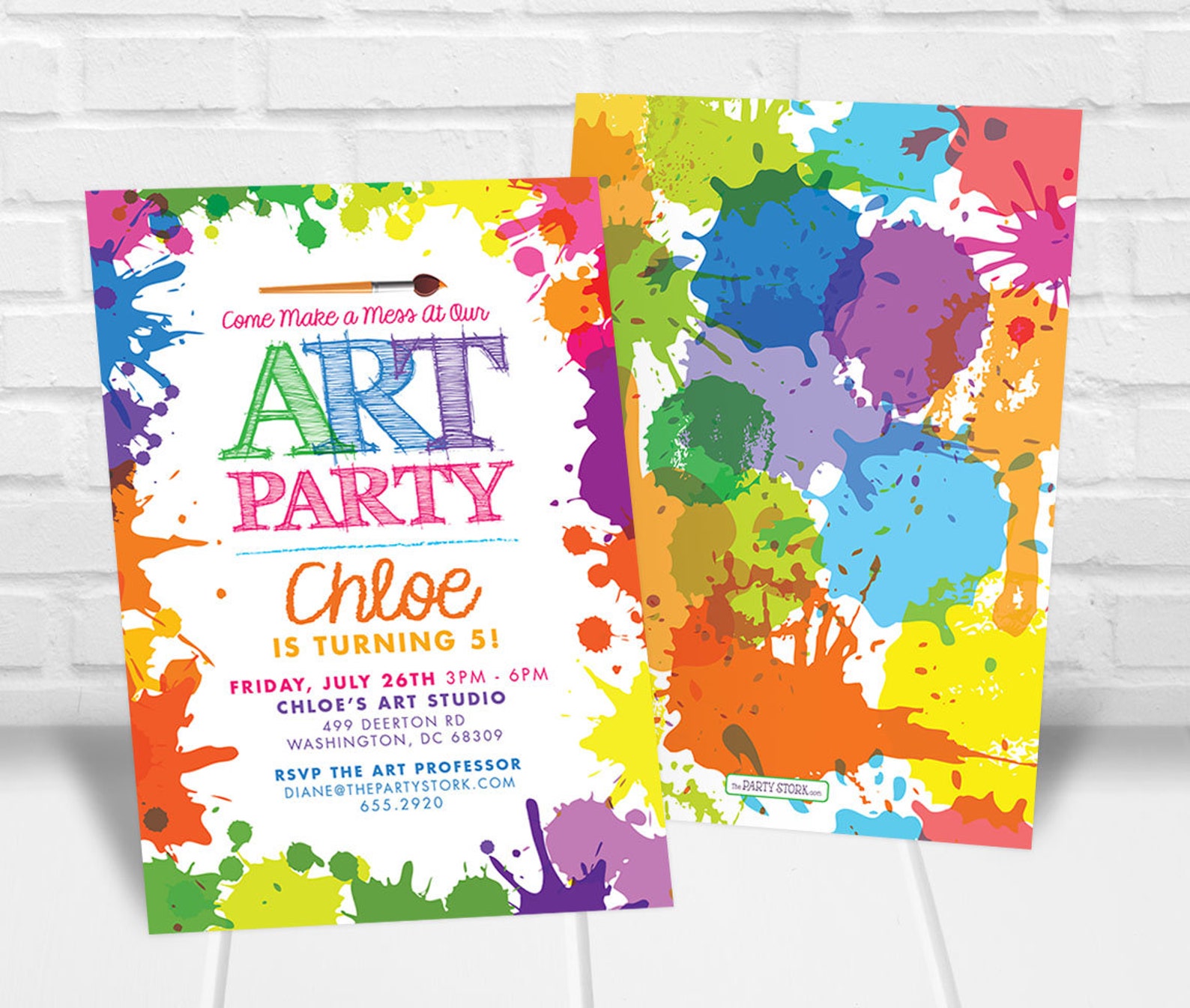 Art Paint Party Invitations Printable Birthday Invitation Etsy