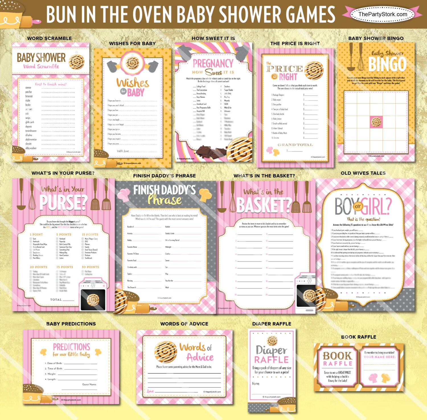 Bun in the Oven Baby Shower Games Baby Girl Shower Games - Etsy Norway