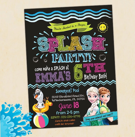 Frozen SPLASH Party Invitation | Printable Frozen SPLASH Pad Pool Beach Party Invitation | Summer Birthday Invite | Waterpark Waterslide Il_570xn