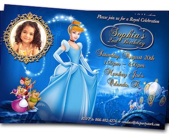 Cinderella Invitation Photo, Cinderella Birthday Invitation, Cinderella Invites, Cinderella Birthday Party Invitations, Cinderella Party