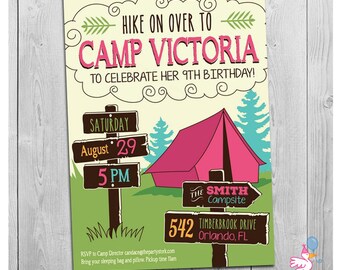 Girls Camp Invitation Camping Invitations Girls Camping Invitation Girl Camping Birthday Invitation Girls Camp Invite Printable Digital