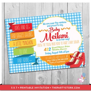 Invitación para baby shower del Mago de Oz, invitación del Mago de Oz, invitación imprimible para baby shower, invitaciones digitales para baby shower del Mago de Oz