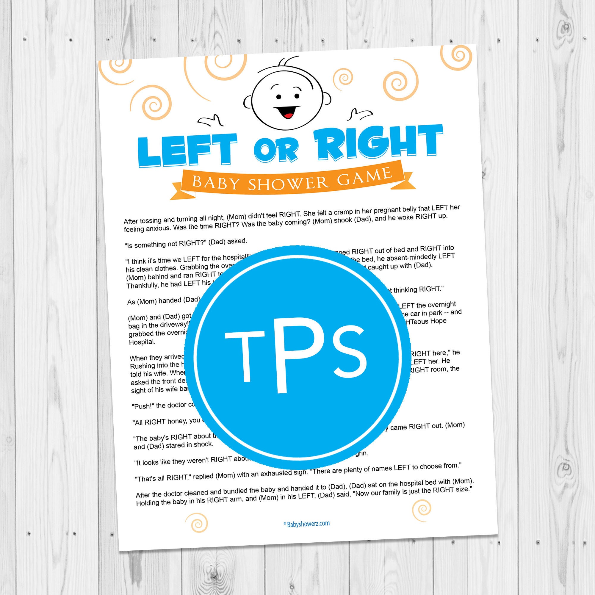 Printable Baby Shower Game Left or Right Game Unique Fun | Etsy
