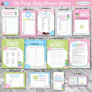 Tea Baby Shower Games | Printable Game | Baby is Brewing Theme | Tea Baby Shower Game Ideas | ONE GAME You Choose | Invitation Available