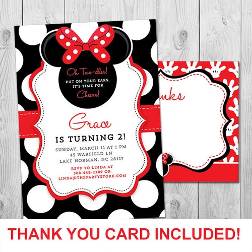 Minnie Bow-Tique Kids Birthday Party Invitation Envelopes Cards Celebration 