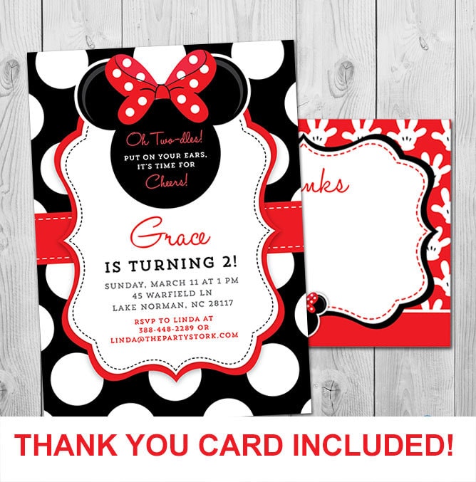 minnie mouse birthday invitations printable girls party etsy