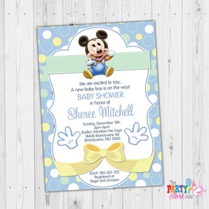 Mickey Baby Shower Invitation Digital / Baby Mickey Invitation Printable / Boy Baby Shower Invites