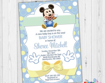 Mickey Baby Shower Invitation Digital / Baby Mickey Invitation Printable / Boy Baby Shower Invites