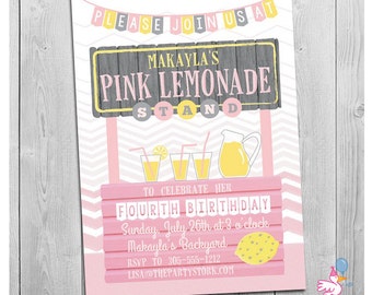 Lemonade Birthday Invitation, Lemonade Stand Invitation, Lemonade Invite, Lemonade Party Invitation, Pink Lemonade Birthday Invitation