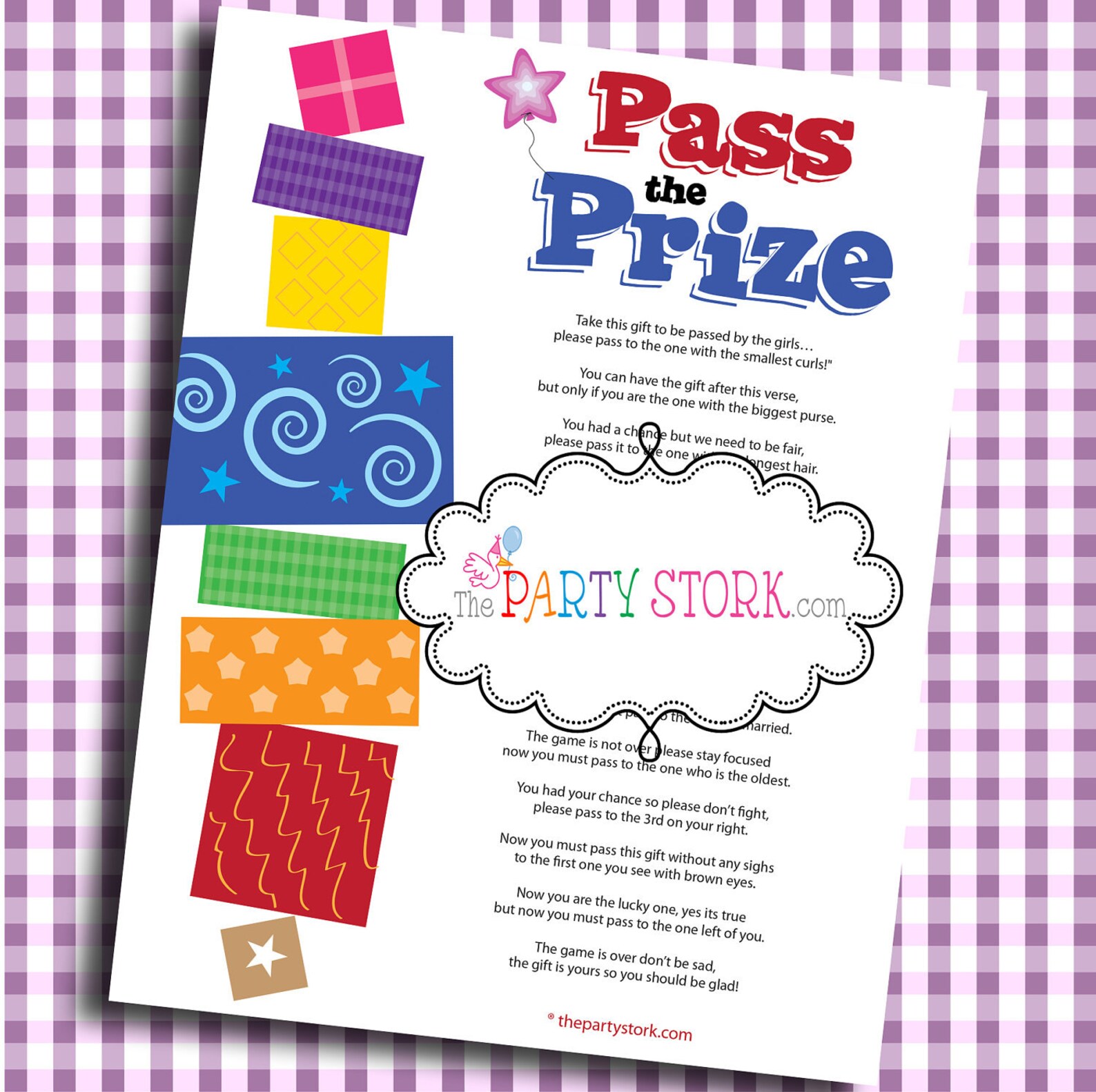 Pass the Prize Fun Baby Shower Game Baby or Bridal Shower Etsy