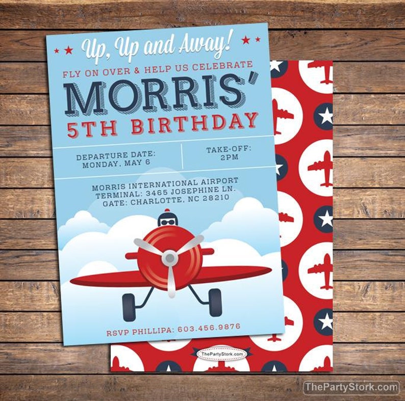 Airplane Invitation Boy Invitations Airplane Party Airplane Etsy