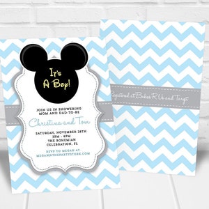 Baby Mickey Baby Shower Invitation Boys Printable Baby Shower Invitations, Baby Blue, Mickey Mouse theme, Mickey Baby Shower Invite Digital