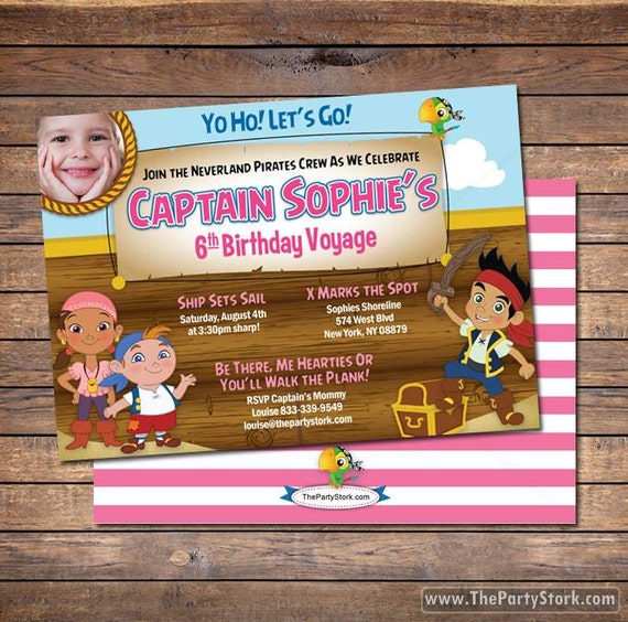 Jake and the Neverland Pirates Invitations: Printable Girls Pirate Birthday Party Invitation, FREE BACK. ~Click to see printables too~ Il_570xn