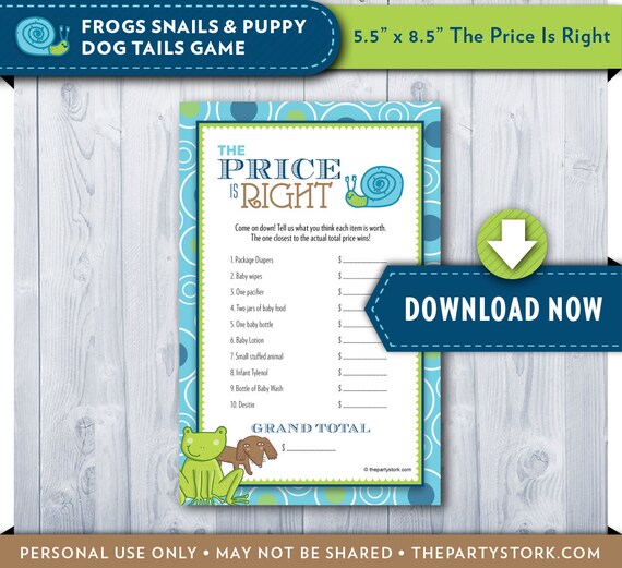 Boy Baby Shower Games Frogs Snails And Puppy Dog Tails Game Etsy