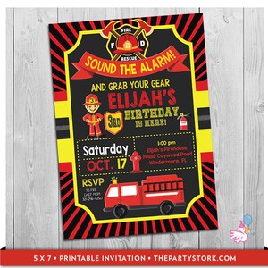 Firetruck Invitation, Firetruck Birthday Invitation, Firetruck Birthday Party, Fireman Invite, Firefighter Birthday Party Invitation, DIY