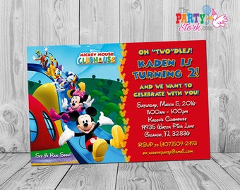 Mickey Mouse Clubhouse Invitations: Printable Personalized Birthday Party Invites Two Year Old, 2 Years, Oh Two-dles, Twodles. YOU PRINT