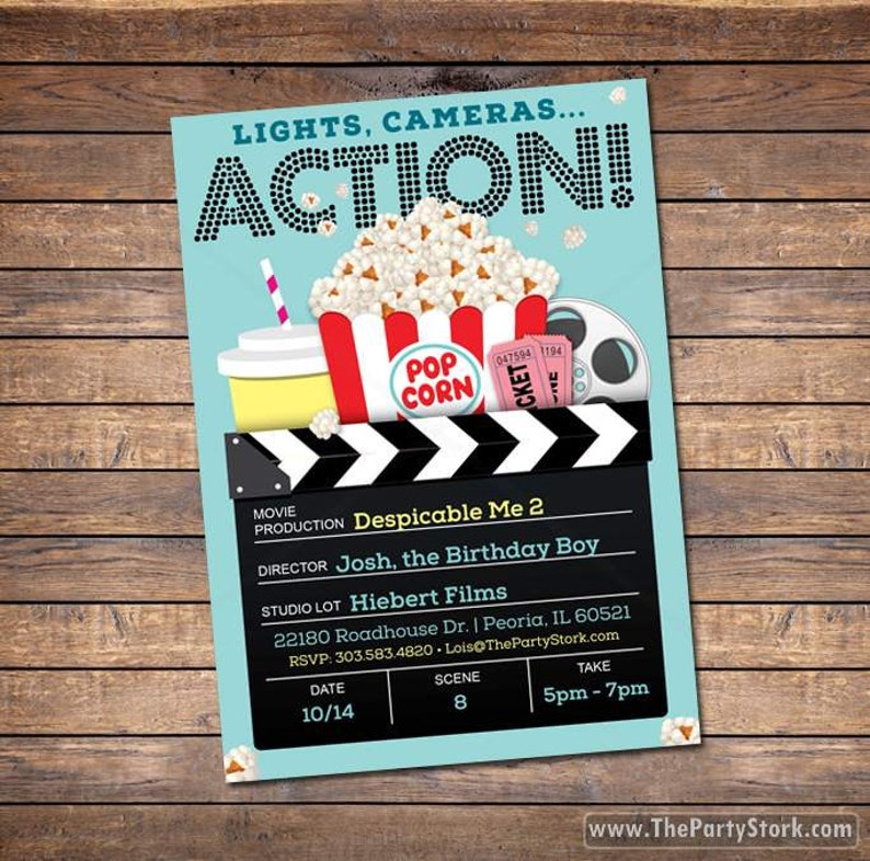 Movie Invitation For Boys Movie Birthday Invitation Boy Etsy