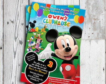 Mickey Mouse Clubhouse Invitations, Mickey Mouse Clubhouse Birthday Invitations, Mickey Mouse Clubhouse Party, Mickey Invitation Printable