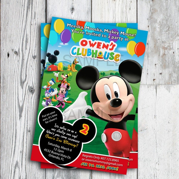 Mickey Mouse Invitation, Mickey Mouse Clubhouse Invitation, Mickey Mouse Birthday Invitation, Mickey Mouse 1st 2nd 3rd Birthday Invites