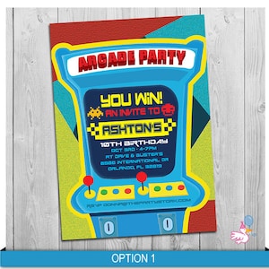 Arcade Party Invitation – Retro Video Game Birthday Invite – Gamer Party Printable – 10th Birthday for Boys – Digital Download