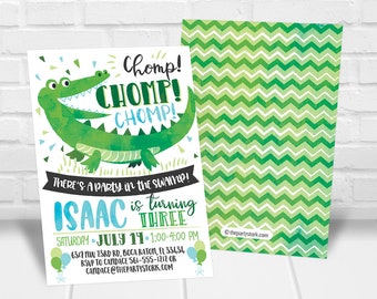 Alligator Birthday Invitation Printable Boys Party Invitation, Alligator Birthday Party Invitation, Alligator 3rd Birthday Invite, Any Age