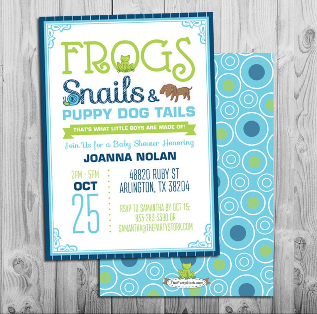 Frogs, Snails and Puppy Dog Tails Invitation, Boy Baby Shower Invite