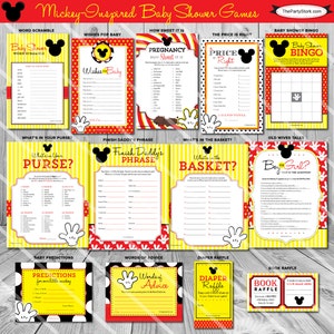 Mickey Mouse Baby Shower Games Mickey Baby Shower Game Package or Individual Games Printable Boy Baby Shower Games Baby Shower Game Pack