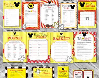 Mickey Mouse Baby Shower Games Mickey Baby Shower Game Package or Individual Games Printable Boy Baby Shower Games Baby Shower Game Pack