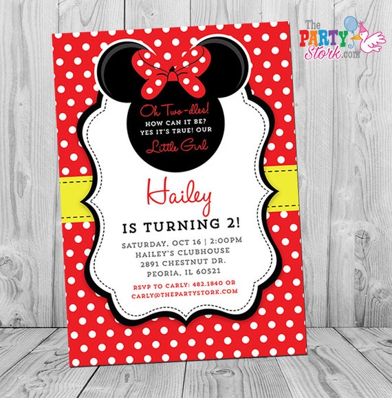 minnie mouse birthday invitations printable girls party invitation